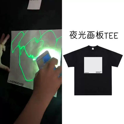 面白蓄光お絵描きTシャツ半袖綿面白