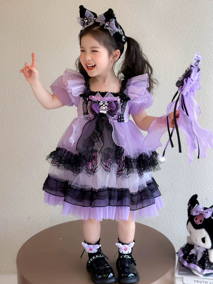 クロミ風キッズロリータドレス誕生日お姫様パニエ半袖子供服