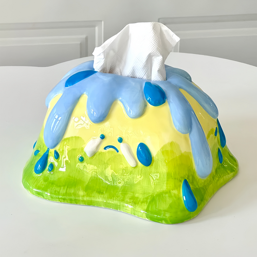 ナミダ顔ティッシュケース上質セラミック軽奢アートオブジェ