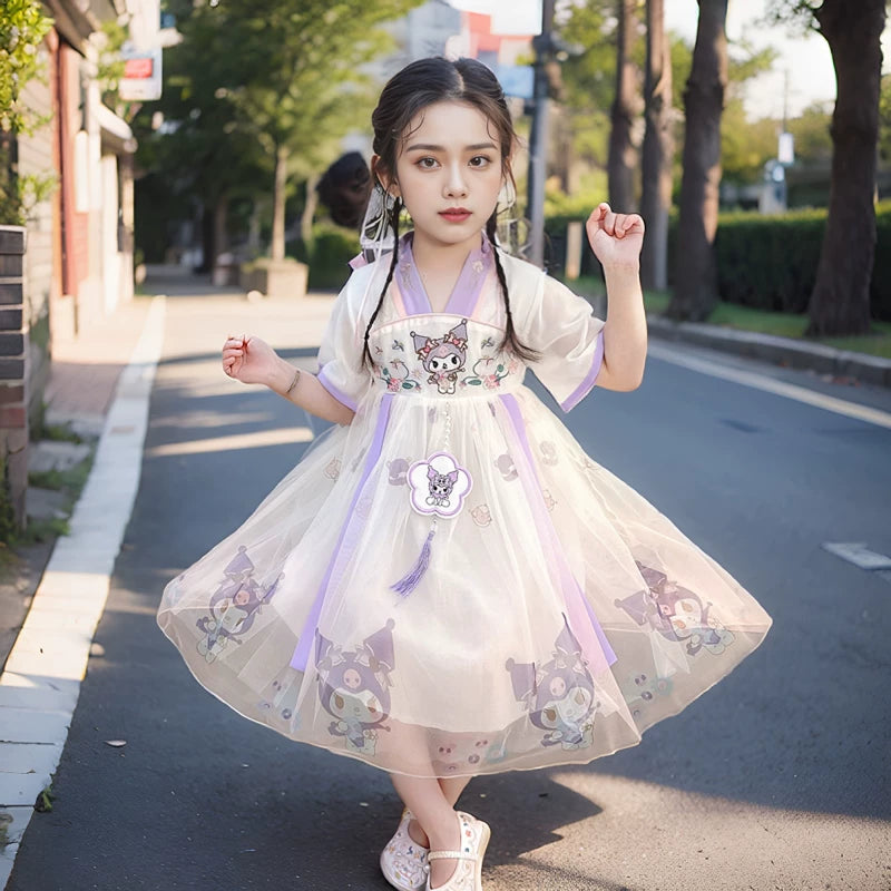 女宝宝库洛米汉服连衣裙夏季2026新款小女孩超仙唐装网纱公主裙子
