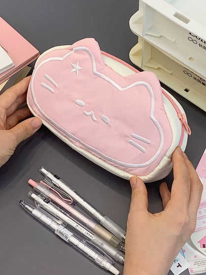 ほしねこデザイン大容量ペンケースかわいい学生文具収納ギフトにも最適