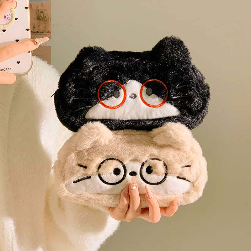 インスタ映えメガネネコぬいぐるみペンケース大容量学生デスク収納ポーチギフト
