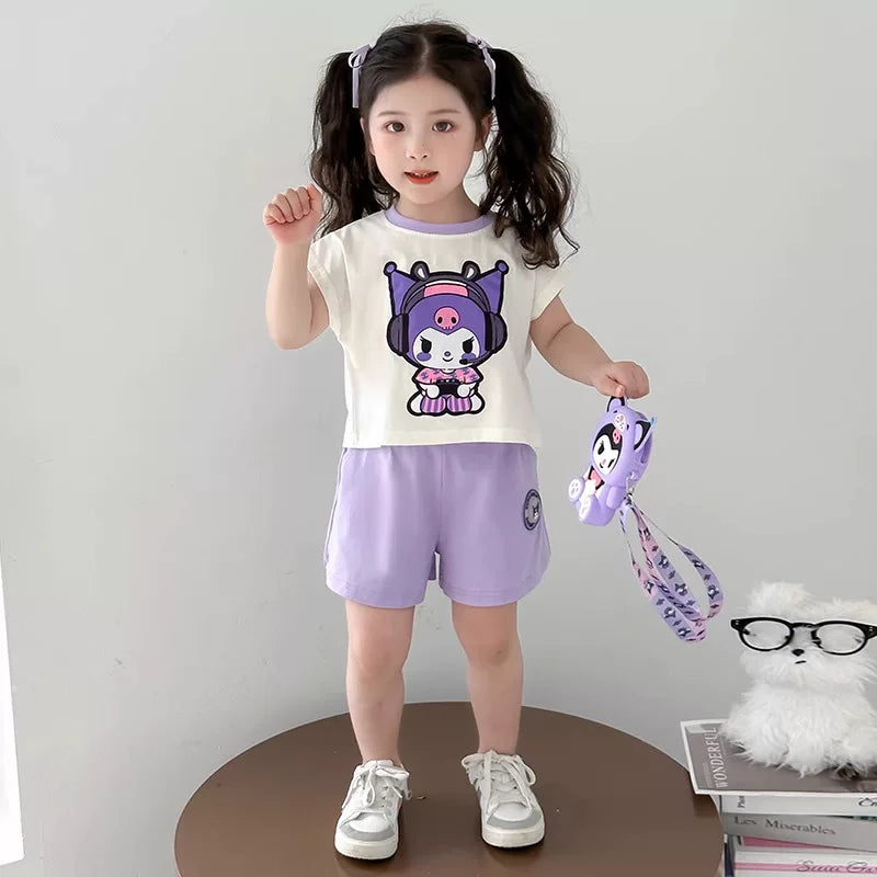 女の子用セット ライトアップクロミウェア点灯キッズ女の子半袖ショートパンツ2点セット