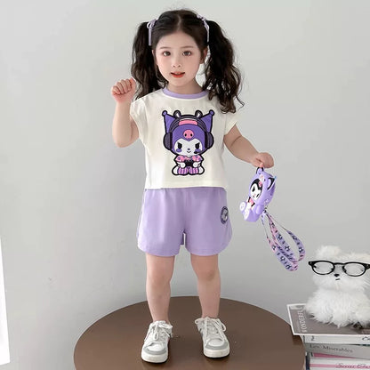 女の子用セット ライトアップクロミウェア点灯キッズ女の子半袖ショートパンツ2点セット