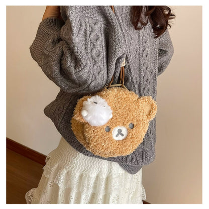 Bear mini shoulder bag | Cute and fluffy round bag