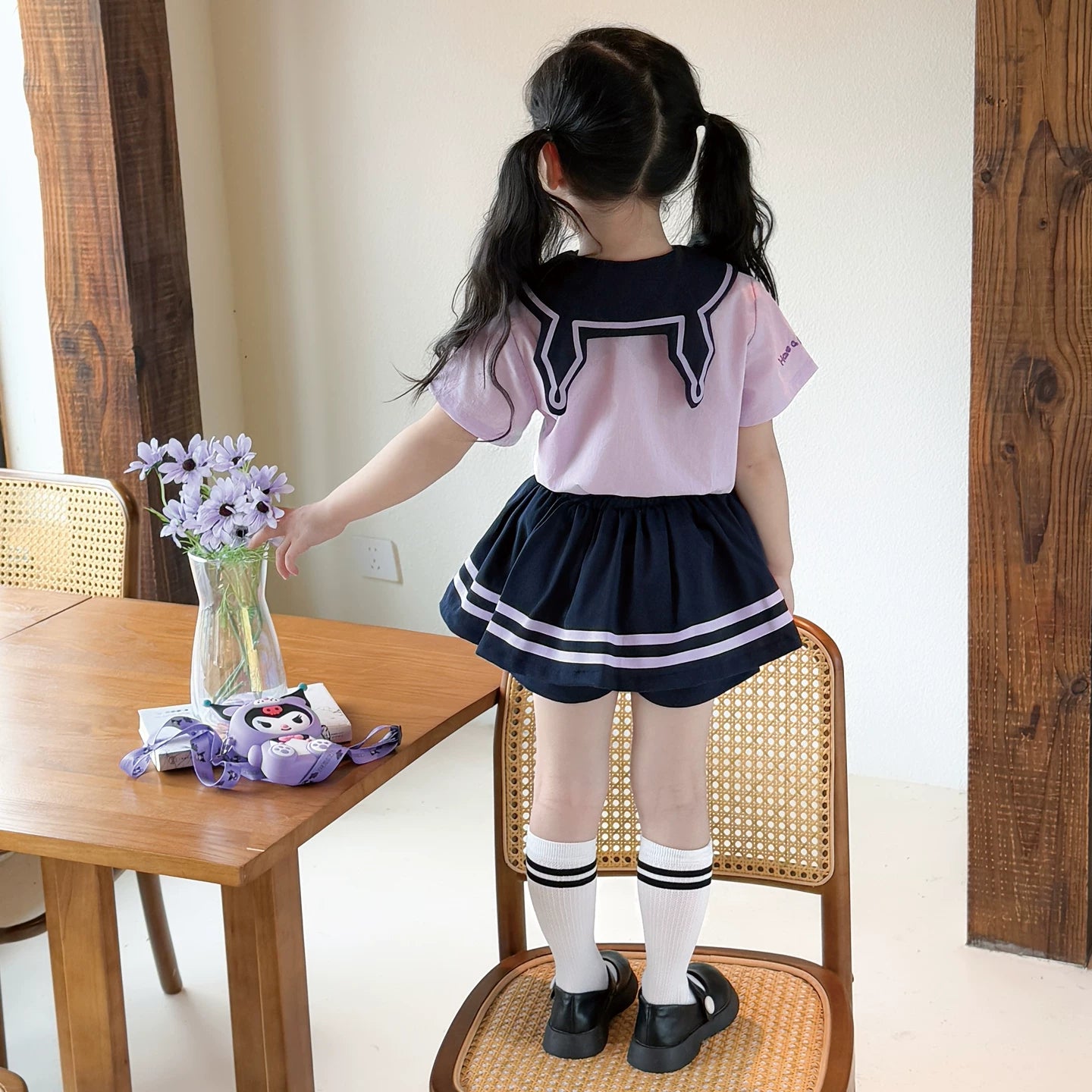 【大人気】クロミ学園風JK制服セットアップ女児半袖プリーツスカート