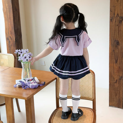 【大人気】クロミ学園風JK制服セットアップ女児半袖プリーツスカート
