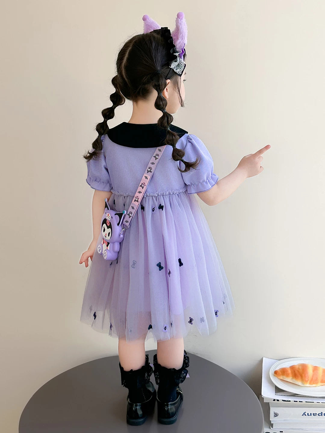 【お姫様】クロミ風ふんわりチュール子供用ワンピース誕生日ドレス