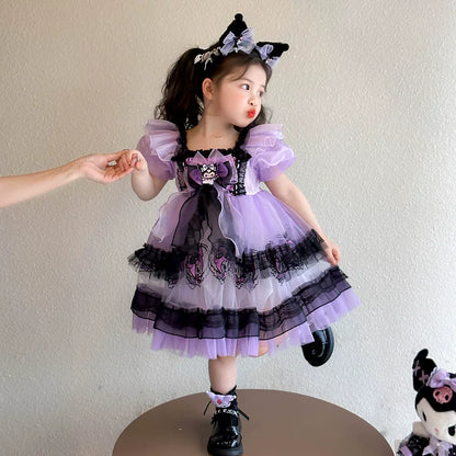 クロミ風キッズロリータドレス誕生日お姫様パニエ半袖子供服