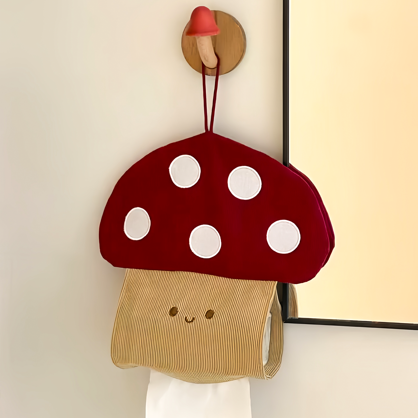 お部屋改造キノコ型壁掛けティッシュケース可愛すぎるマッシュルームファブリックカバー