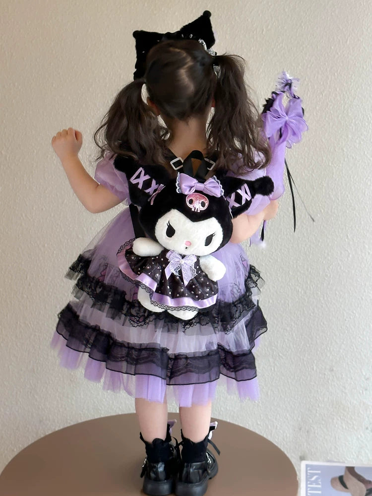 クロミ風キッズロリータドレス誕生日お姫様パニエ半袖子供服