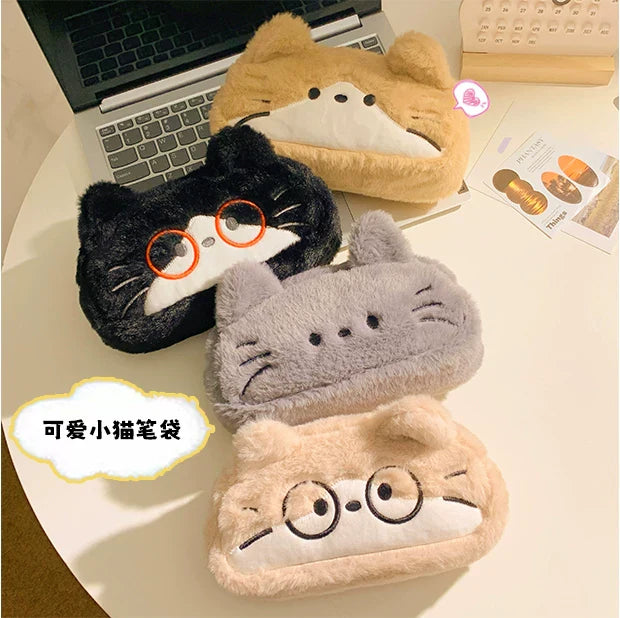 インスタ映えメガネネコぬいぐるみペンケース大容量学生デスク収納ポーチギフト