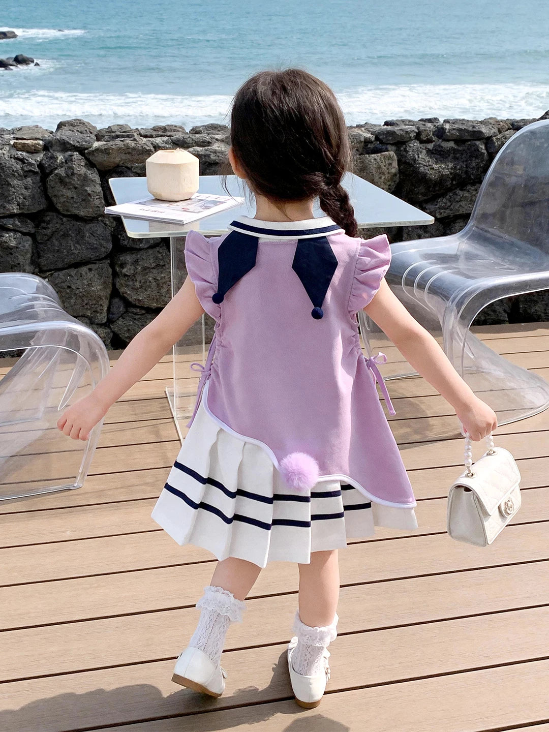クロミちゃん風ポロ襟ワンピース子供服