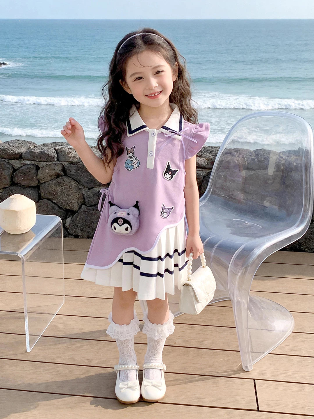 クロミちゃん風ポロ襟ワンピース子供服