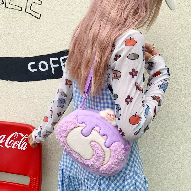 Roll cake style plush shoulder bag | A perfect gift for girls with a sweet tooth 