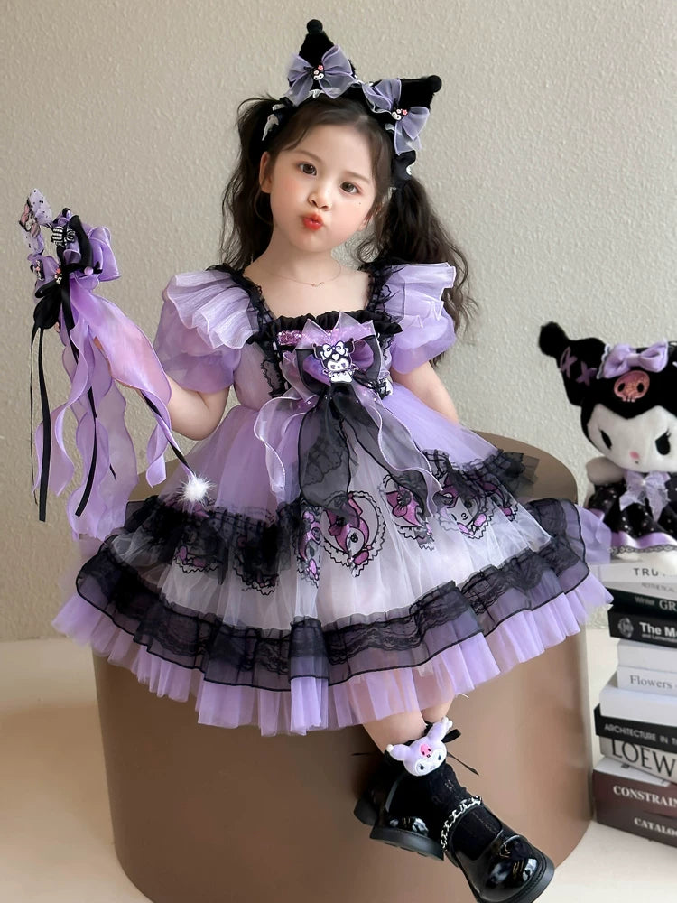 クロミ風キッズロリータドレス誕生日お姫様パニエ半袖子供服