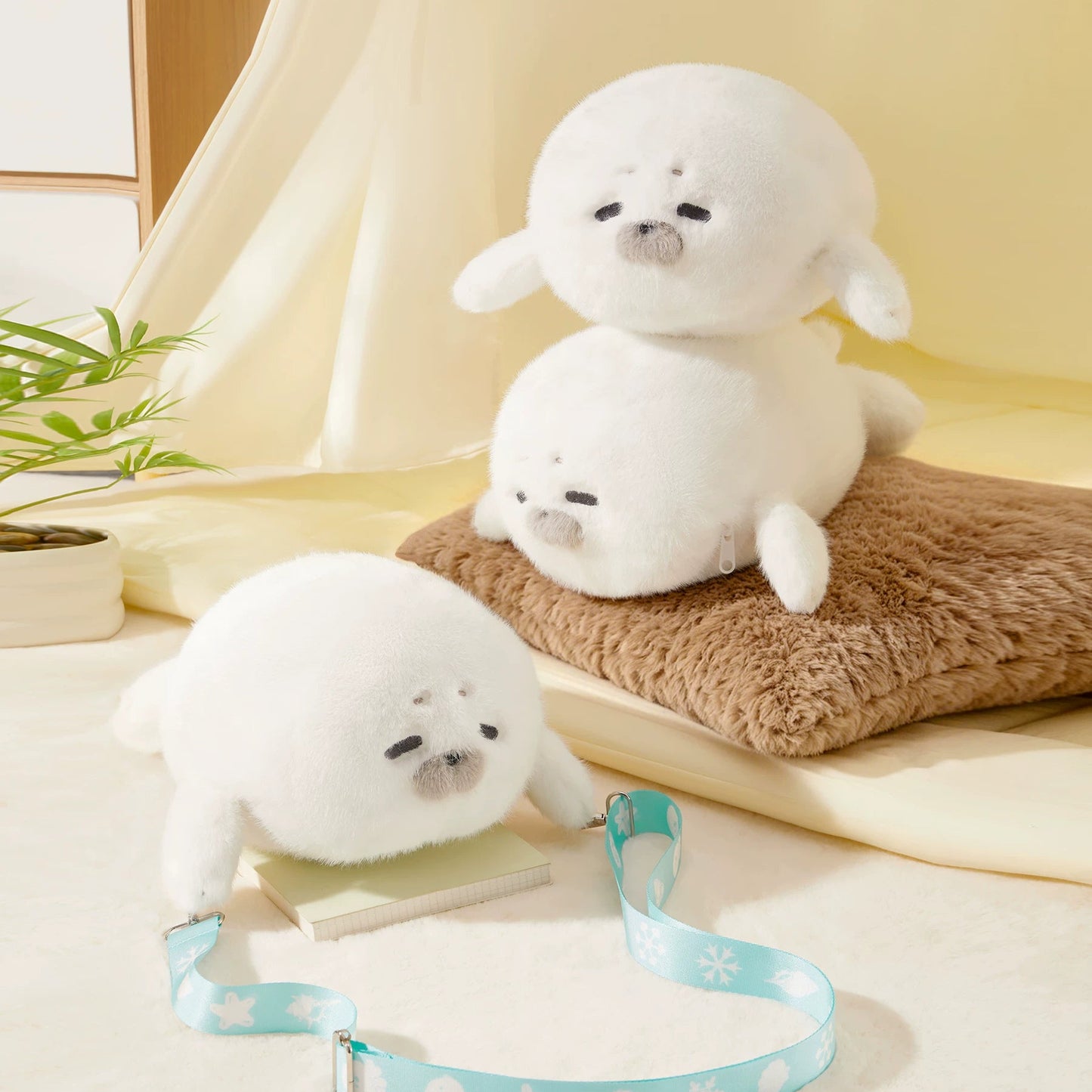 高品質ふわふわアザラシぬいぐるみショルダーバッグ