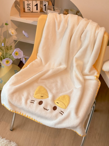 厚手吸水速乾ネコ耳フード付きバスタオル巻きタオルとフェイスタオル3点セット