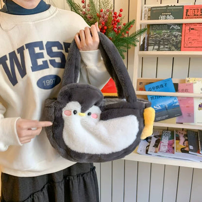 ぬいぐるみペンギンバッグ｜寝袋風デザインのトートバッグ