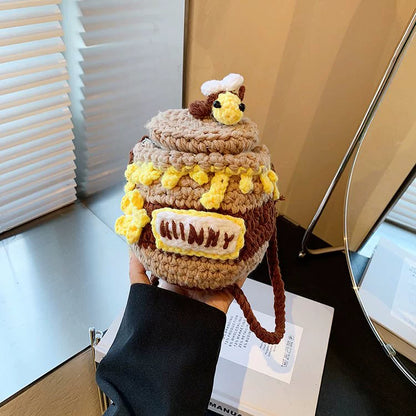 Honey pot knit bag | Unique mini shoulder bag 