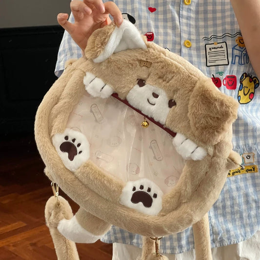 【见せバッグ】ワンちゃんのクリア窓付き痛リュック