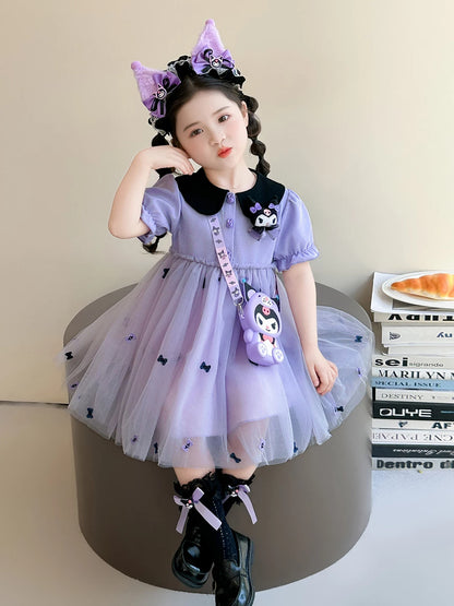 【お姫様】クロミ風ふんわりチュール子供用ワンピース誕生日ドレス