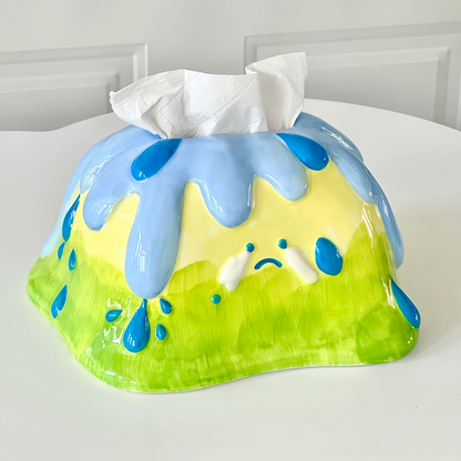 ナミダ顔ティッシュケース上質セラミック軽奢アートオブジェ