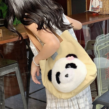 Panda Canvas Tote | Large Capacity Cute Commuter/School Bag