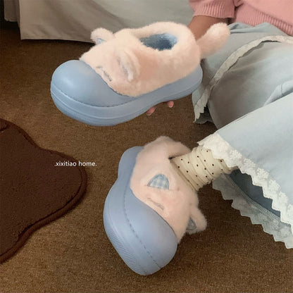 【あざと可愛い♡】猫耳もこもこ厚底サンダル｜外履きOK！