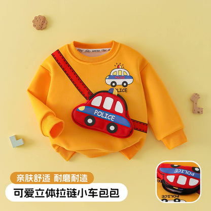 子供服パーカー春秋新作立体バッグ付男女兼用トップス