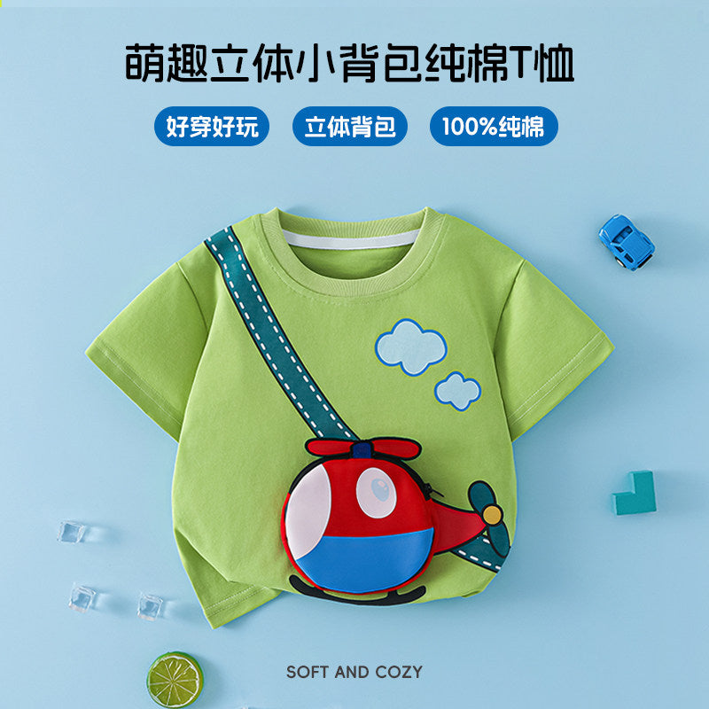 Kids Boys' T-Shirt Short Sleeve 100% Cotton 3D Car Design Summer Baby Clothes