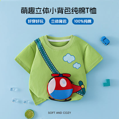Kids Boys' T-Shirt Short Sleeve 100% Cotton 3D Car Design Summer Baby Clothes