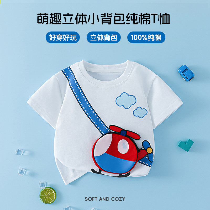 Kids Boys' T-Shirt Short Sleeve 100% Cotton 3D Car Design Summer Baby Clothes