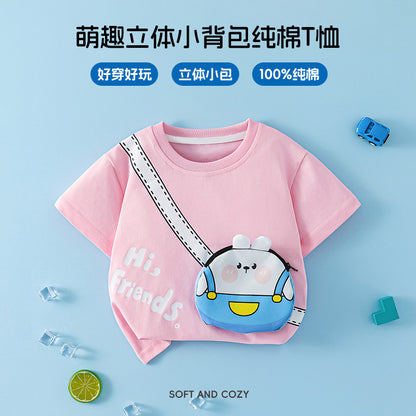 Kids Boys' T-Shirt Short Sleeve 100% Cotton 3D Car Design Summer Baby Clothes