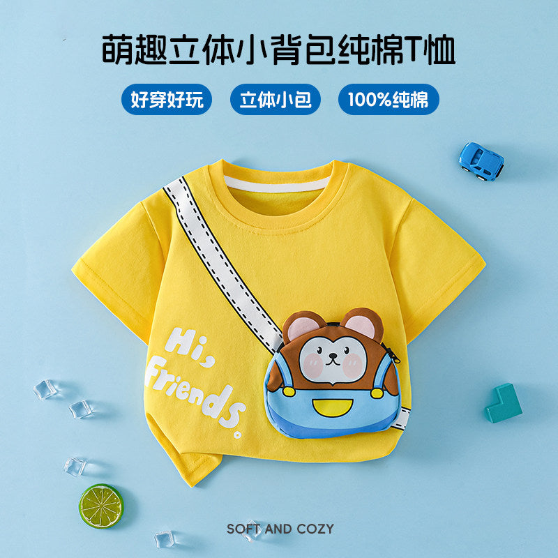 Kids Boys' T-Shirt Short Sleeve 100% Cotton 3D Car Design Summer Baby Clothes