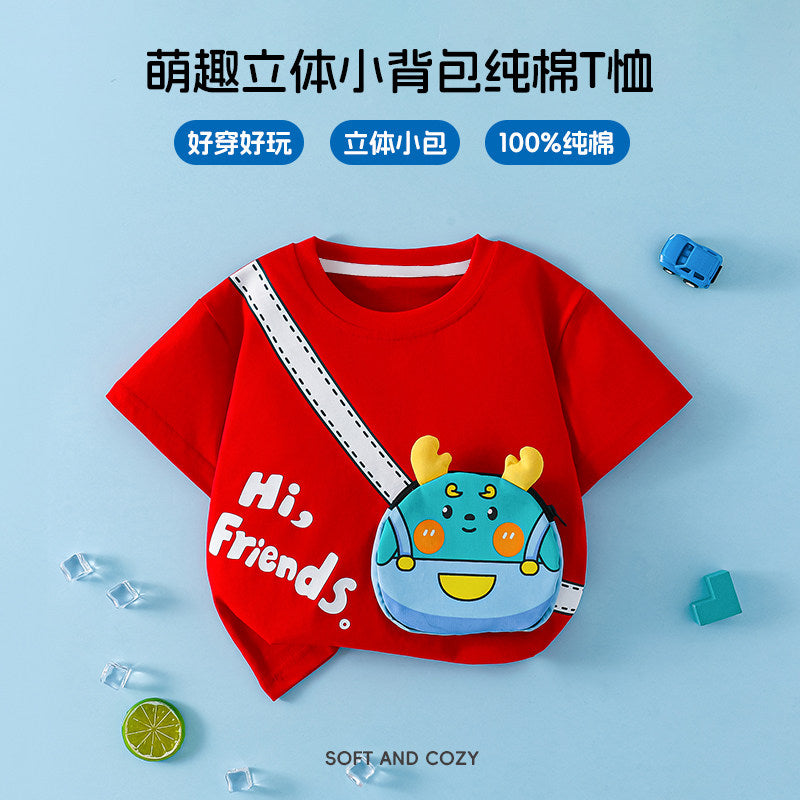 Kids Boys' T-Shirt Short Sleeve 100% Cotton 3D Car Design Summer Baby Clothes