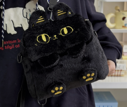 黒ねこ3WAYぬいぐるみバッグ猫グッズ｜リュック・ショルダー・ハンドOK