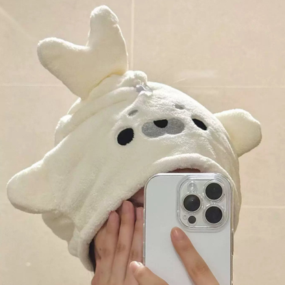 アザラシ小団子の吸水ドライキャップ