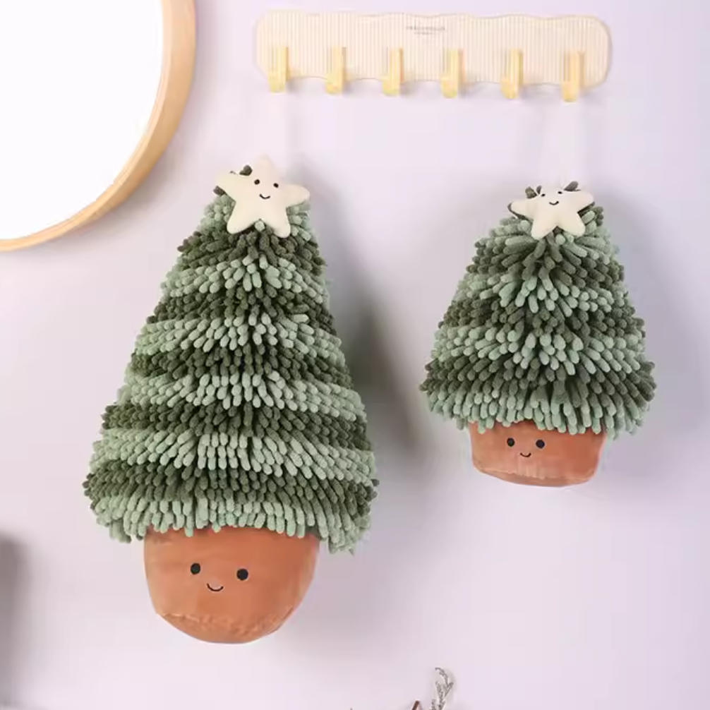 クリスマスツリー型超吸水ハンドタオル厚手吊り下げ式水回り装飾にも最適
