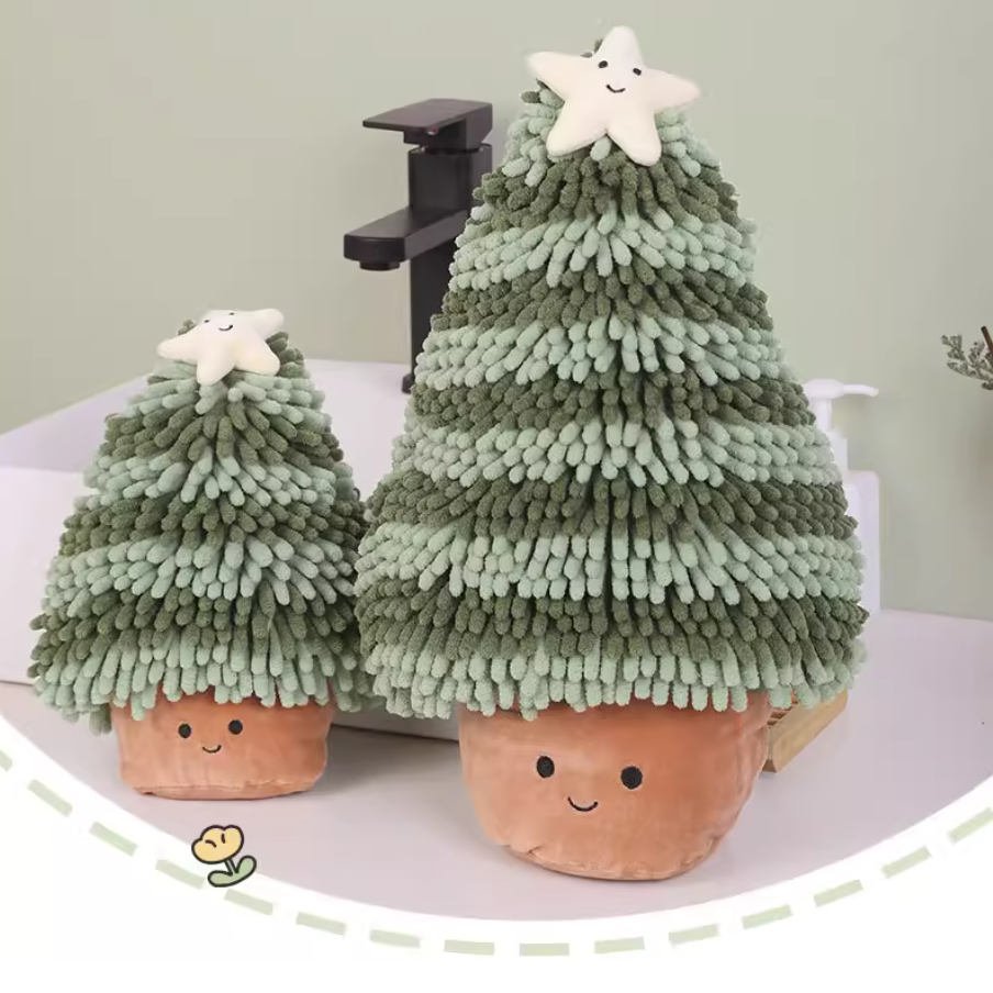 クリスマスツリー型超吸水ハンドタオル厚手吊り下げ式水回り装飾にも最適