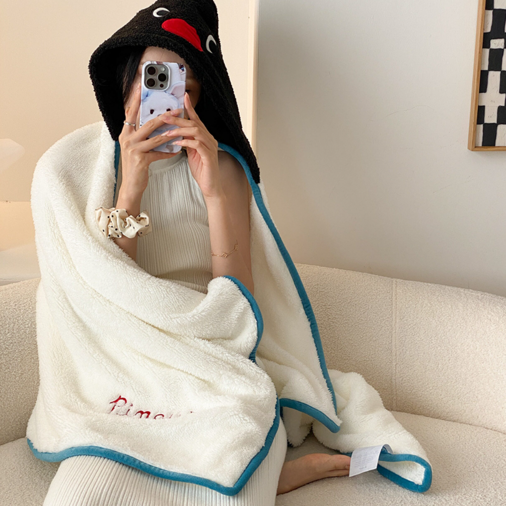 ピングーペンギンフード付きマントポンチョオールシーズン冷房対策オフィス寮用