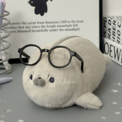 Fluffy seal plush pencil case