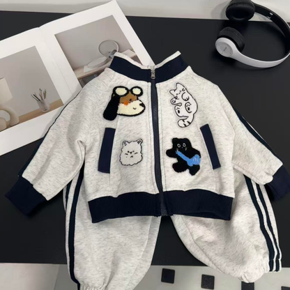 カジュアル刺しゅう子供服セットアップ春秋