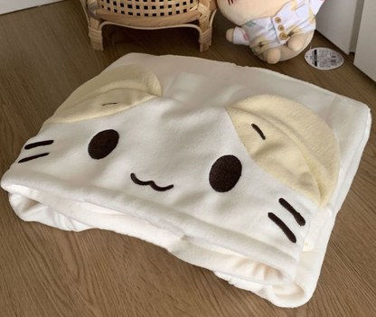 ふわもこ子猫フランネル着る毛布フード付厚手