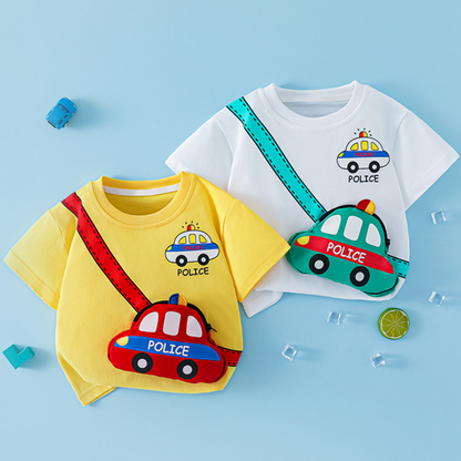 Kids Boys' T-Shirt Short Sleeve 100% Cotton 3D Car Design Summer Baby Clothes