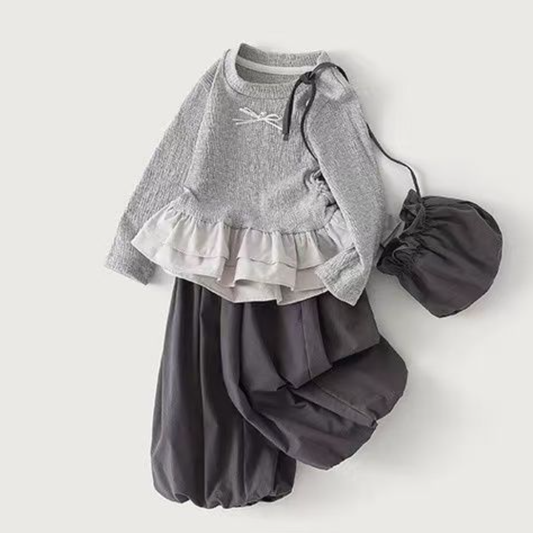 おしゃれ女の子子供服セットアップ春秋2点セット