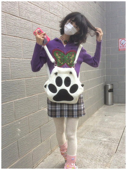 肉球デザインのふわもこ猫グッズリュック｜大容量で可愛い通学バッグ