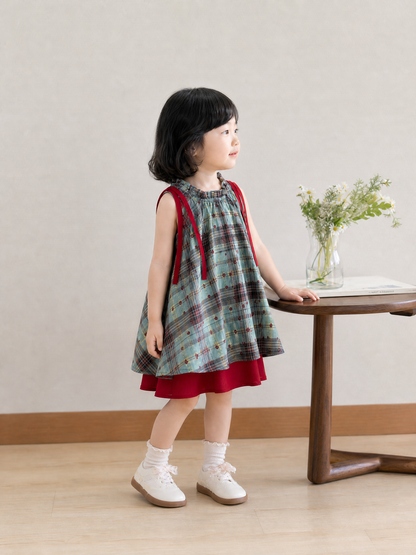 売れ筋人気｜チェック柄リボンワンピース 女の子 子供服 親子リンクコーデ対応