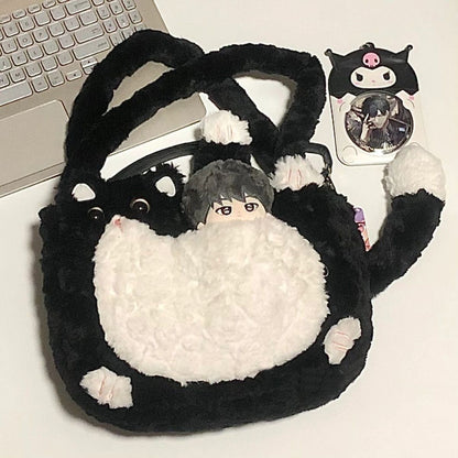 Fluffy cow and cat shoulder bag | Cute and fluffy design