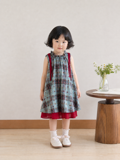 売れ筋人気｜チェック柄リボンワンピース 女の子 子供服 親子リンクコーデ対応